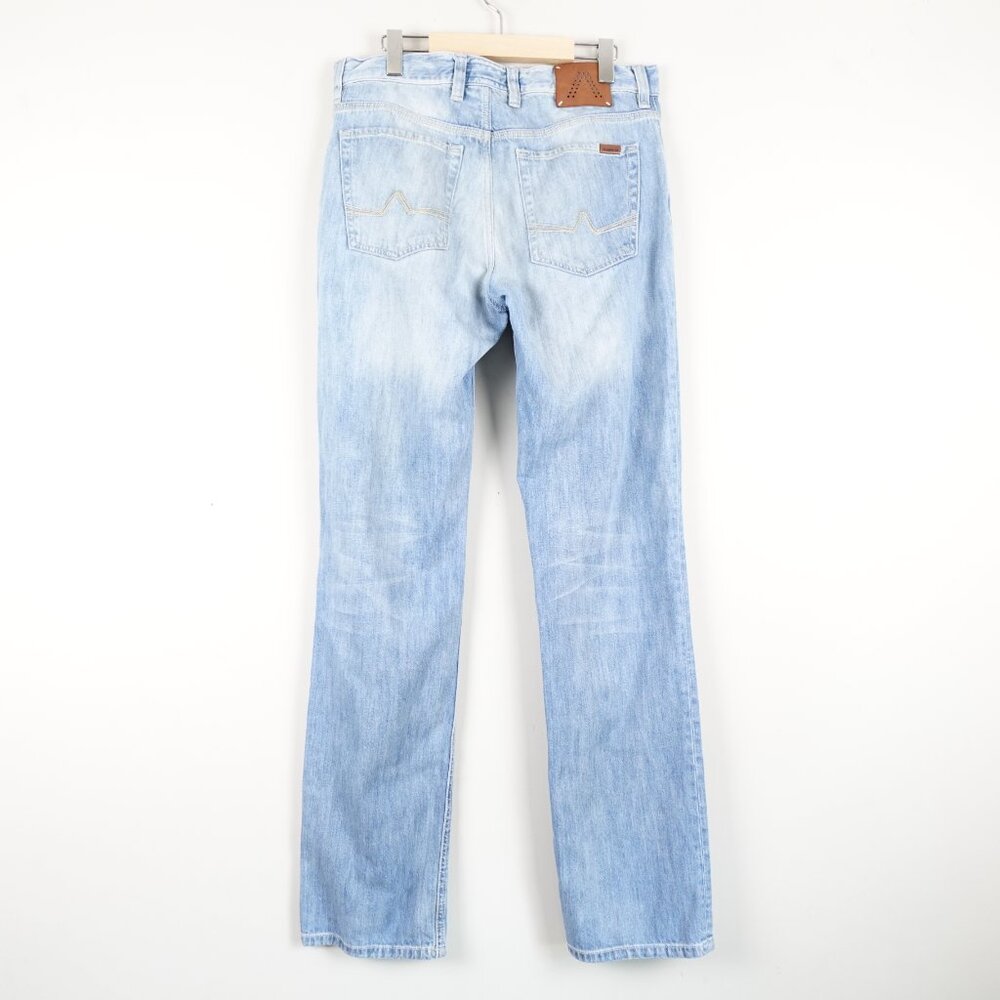 Alberto Modern Fit Stone Jeans Men's 34x35 Straight Leg Light Wash Faded Denim